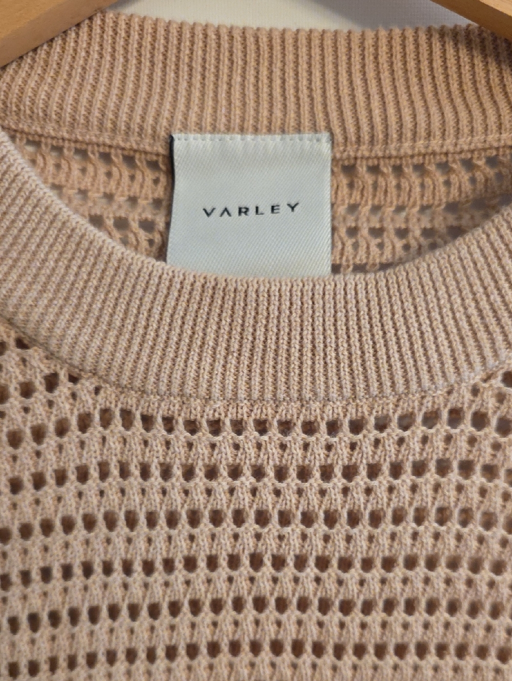 Varley Kershaw Open-Knit Crewneck Sweater in Light Beige Small - Picture 2 of 5